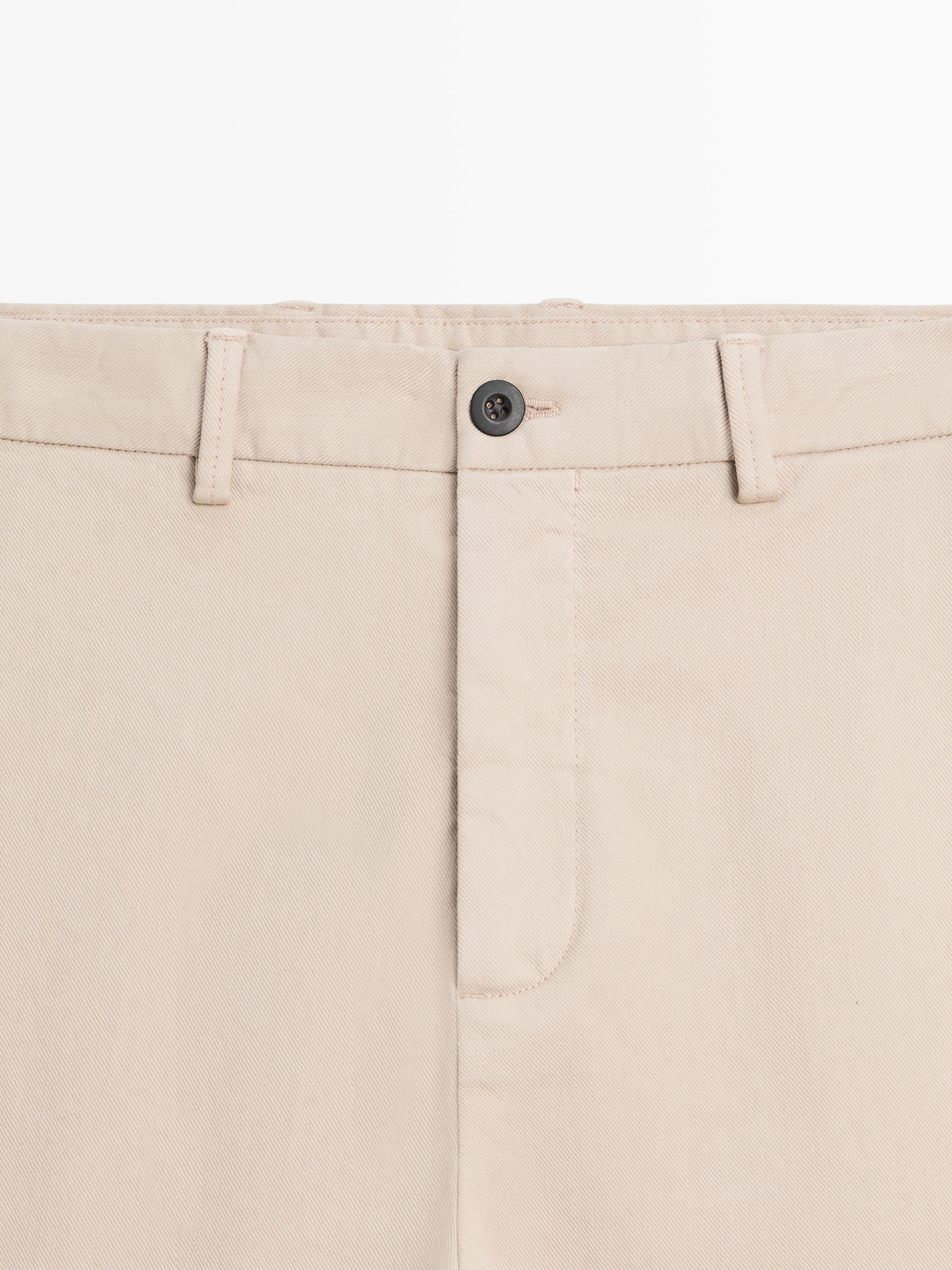 Cotton twill pants with elasticated waistband